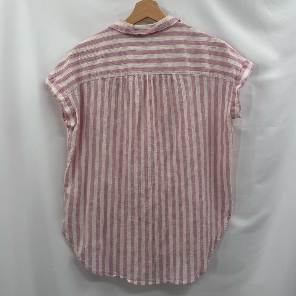 Madewell Central Tunic Button Front Shirt in Lavender Stripe | Small - Picture 4 of 8